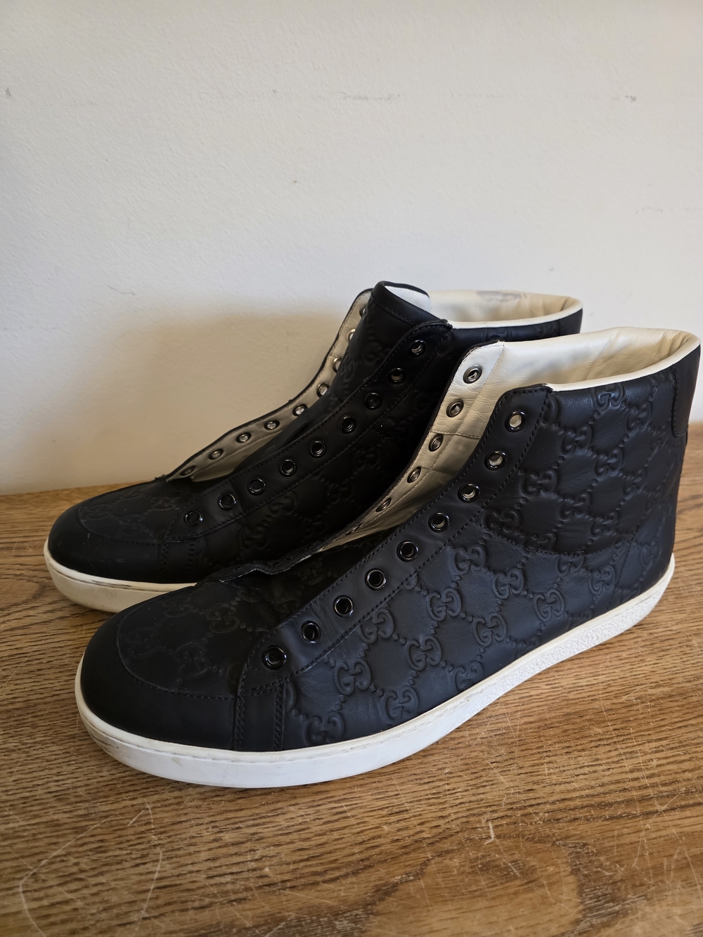 Gucci Men's Black High-Top GG Logo Sneakers